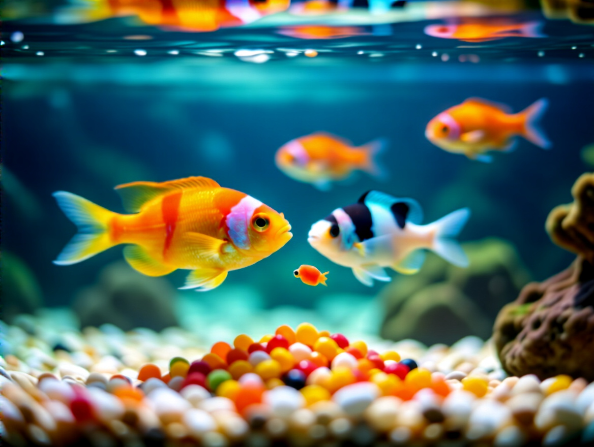 Alimentação balanceada para peixes tropicais