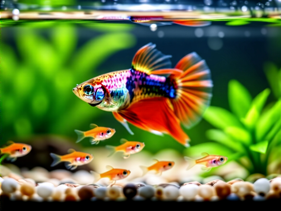 Reprodução de guppys em aquário